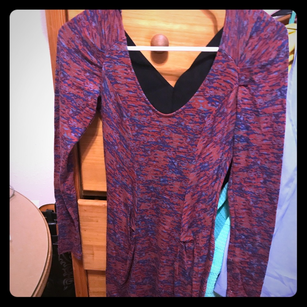 BCBG, longsleeve dress with cross back detail.